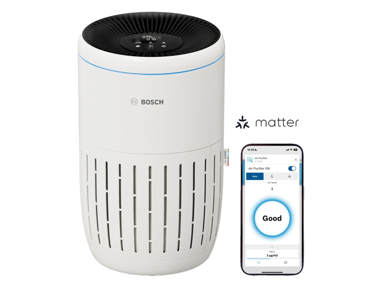 Bosch Air 2000i Luftreiniger für Räume bis zu 37,5 m² (7733703375), Weiß