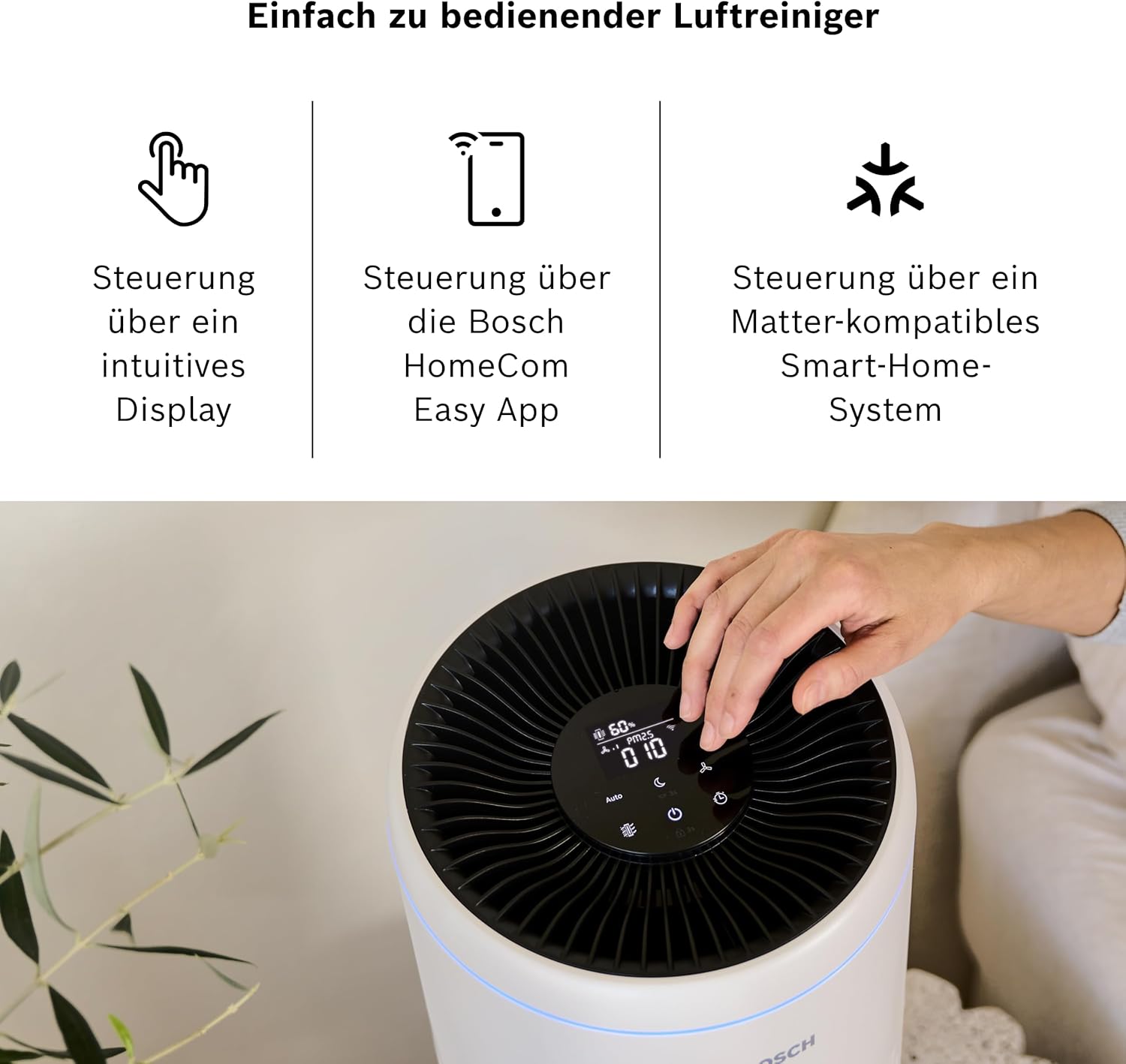 Bosch Air 2000i Luftreiniger für Räume bis zu 37,5 m² (7733703375), Weiß