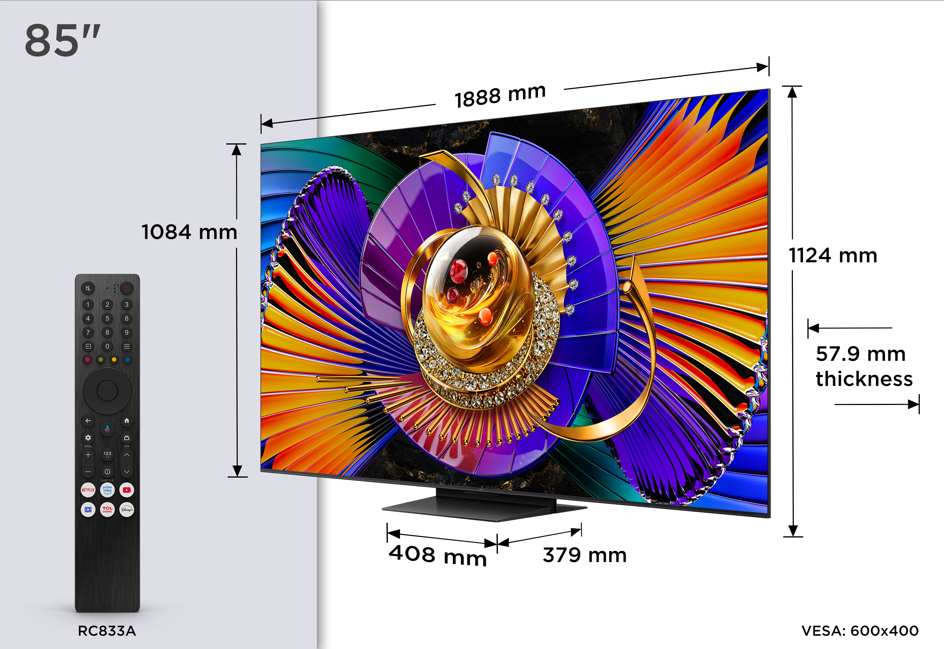*Lieferung bis in Ihre Wohnung* TCL 85C7L SQD-Mini LED 2,16 m (85") 4K Ultra HD Smart-TV, Schwarz