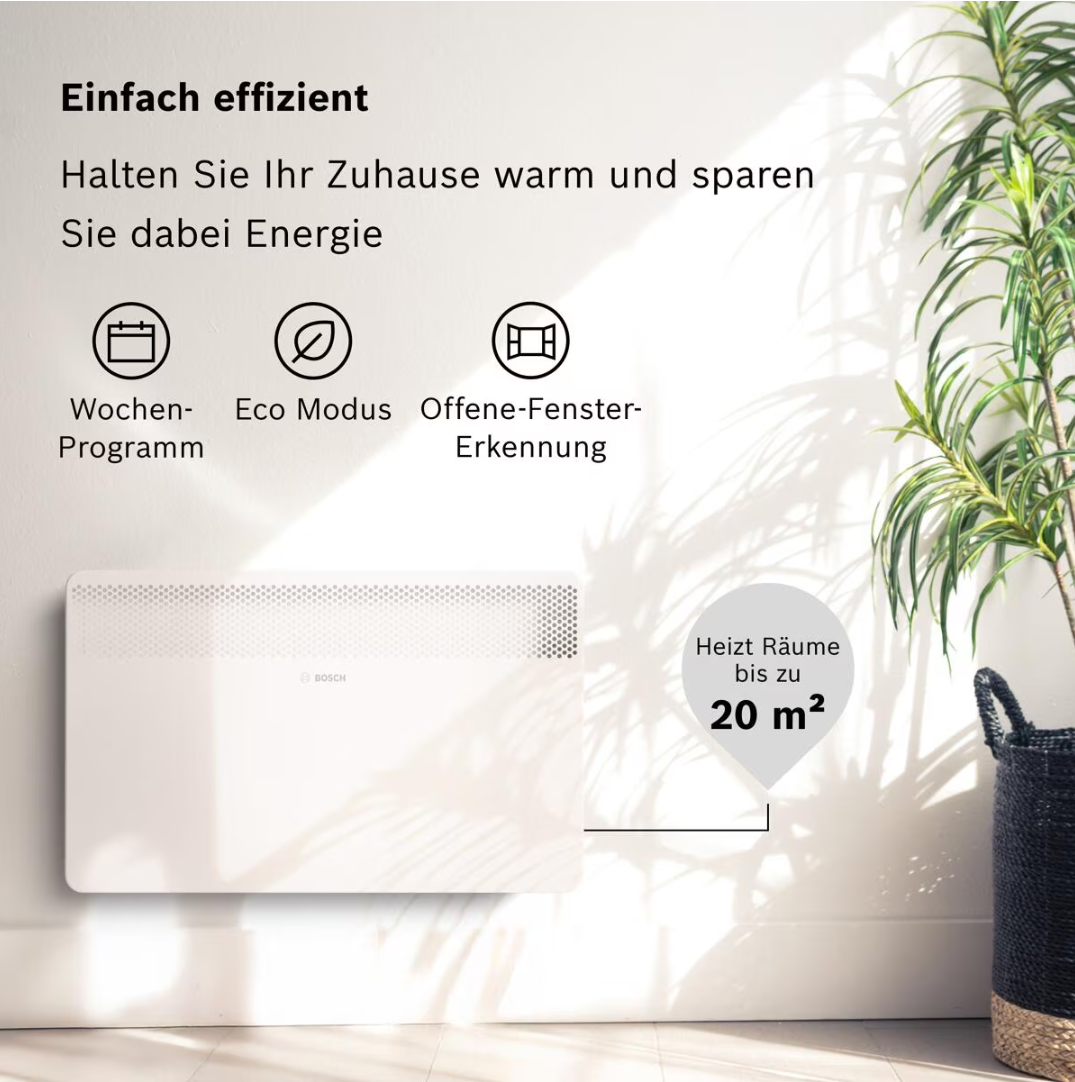 Bosch HC4000-20 Elektrischer Konvektor für Räume bis ca. 20 m² (7738345646), Weiß Bosch HC4000-20 Elektrischer Konvektor für Räume bis ca. 20 m² (7738345646), Weiß