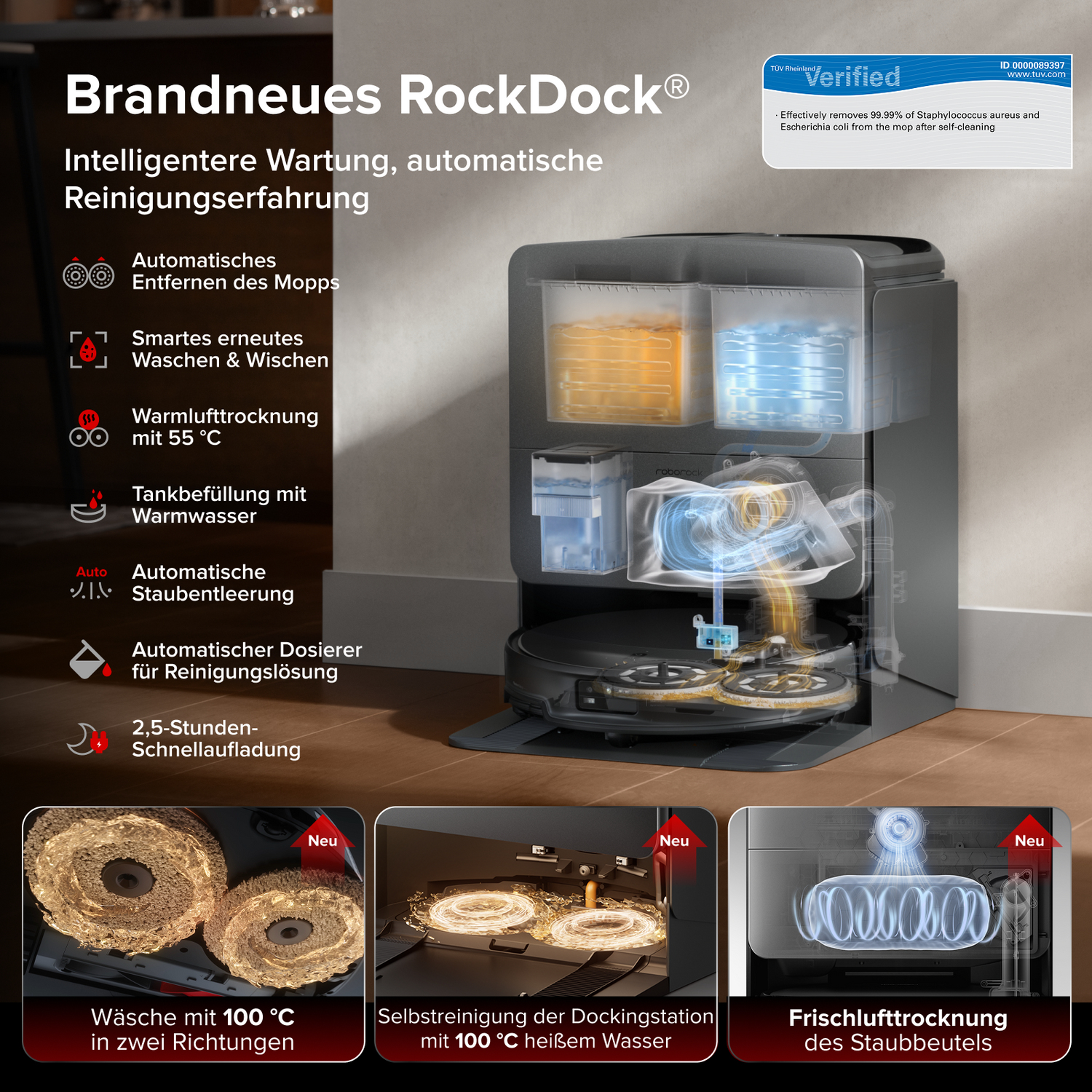 Roborock Saros 20 Saugroboter mit Wischfunktion und 36.000 Pa Saugkraft, Schwarz