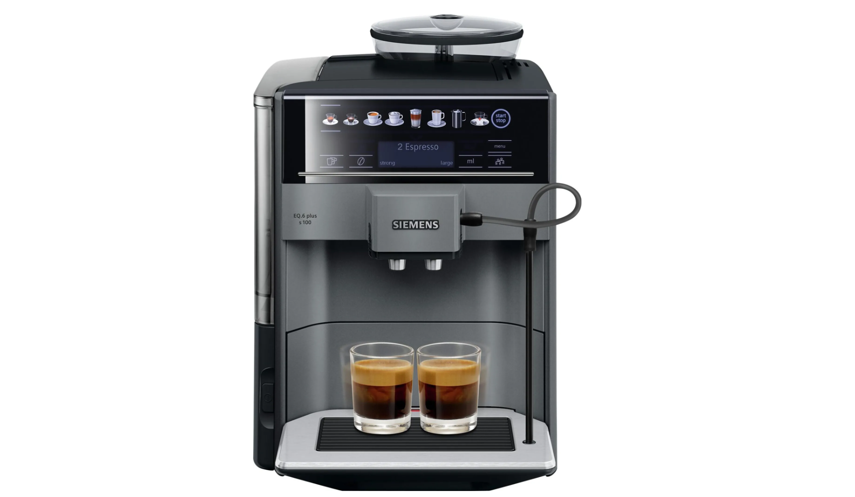 Siemens EQ.6 Plus s100 TE651209RW Kaffeevollautomat, Schwarz/Silber