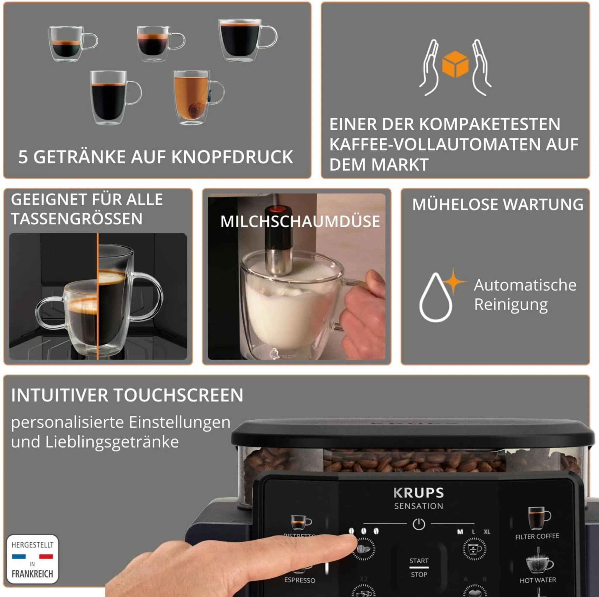 Krups Kaffeevollautomat EA 9108, schwarz, mit Milchaufschäumer - B Ware [wie neu]