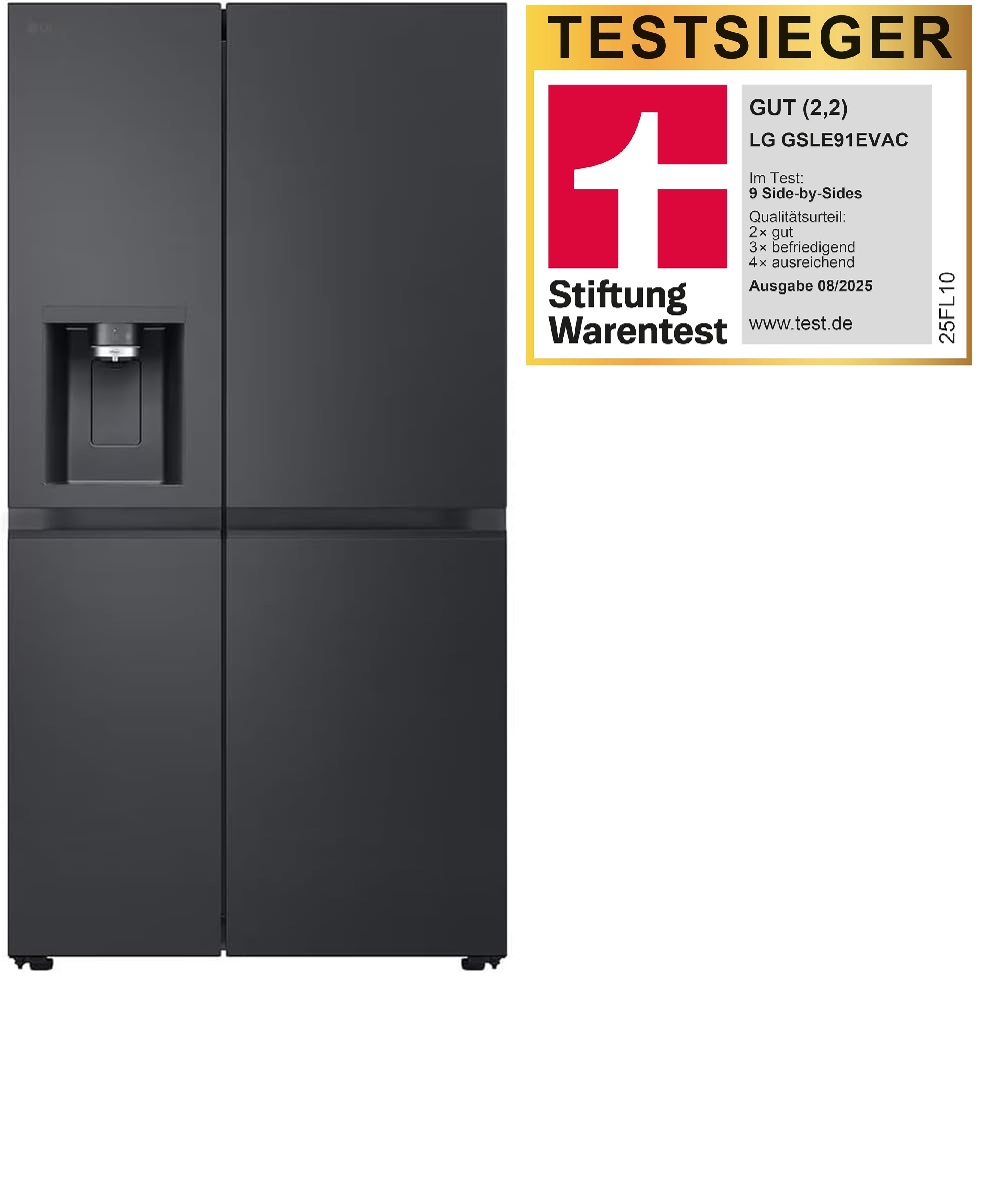 LG GSLE91EVAC Side-by-Side Multi-Door Kühlschrank mit Gefrierfach 628l, Schwarz LG GSLE91EVAC Side-by-Side Multi-Door Kühlschrank mit Gefrierfach 628l, Schwarz