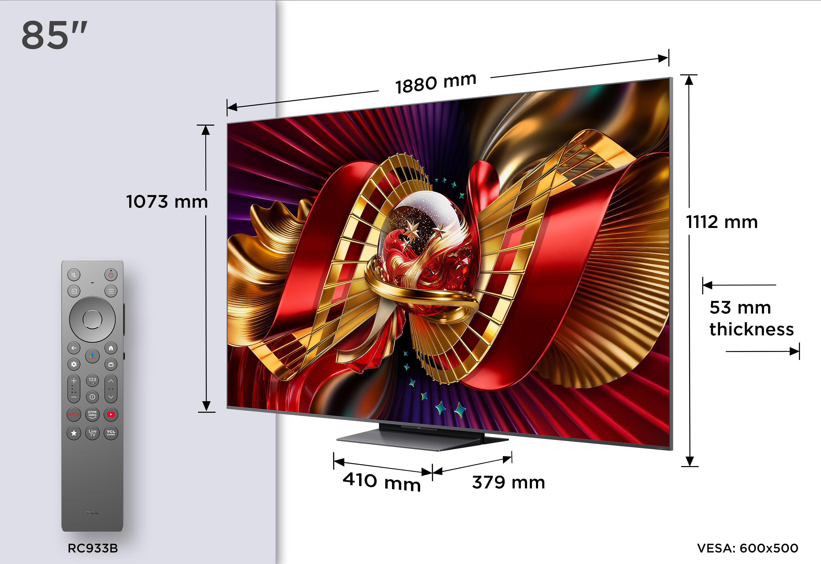 TCL 85C8L SQD-Mini LED 2,16 m (85") 4K Ultra HD Smart-TV, Schwarz