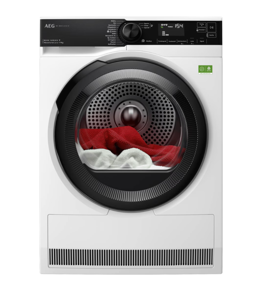 AEG Serie 8000 TR8W75799 Wärmepumpentrockner 9 kg mit AbsoluteCare®, Weiß