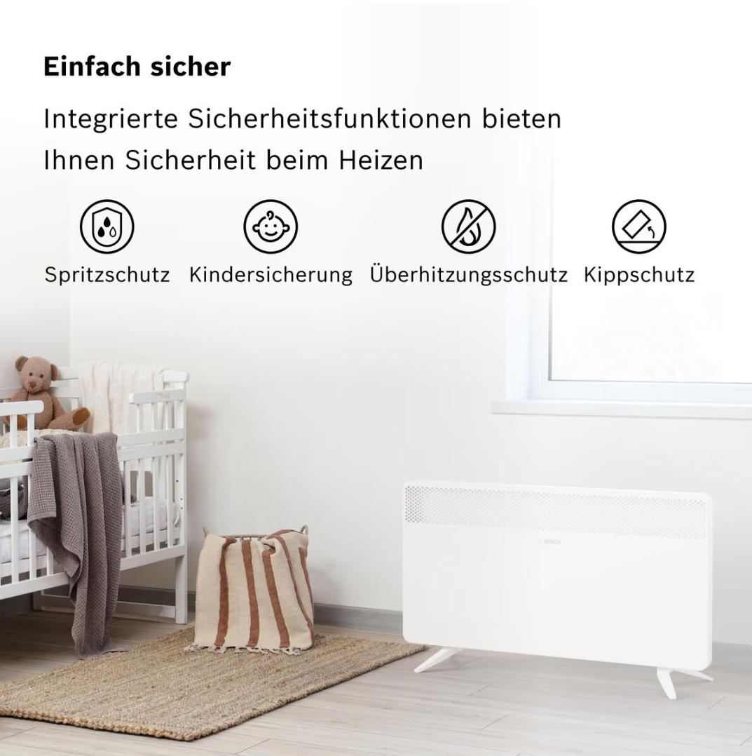 Bosch HC4000-20 Elektrischer Konvektor für Räume bis ca. 20 m² (7738345646), Weiß