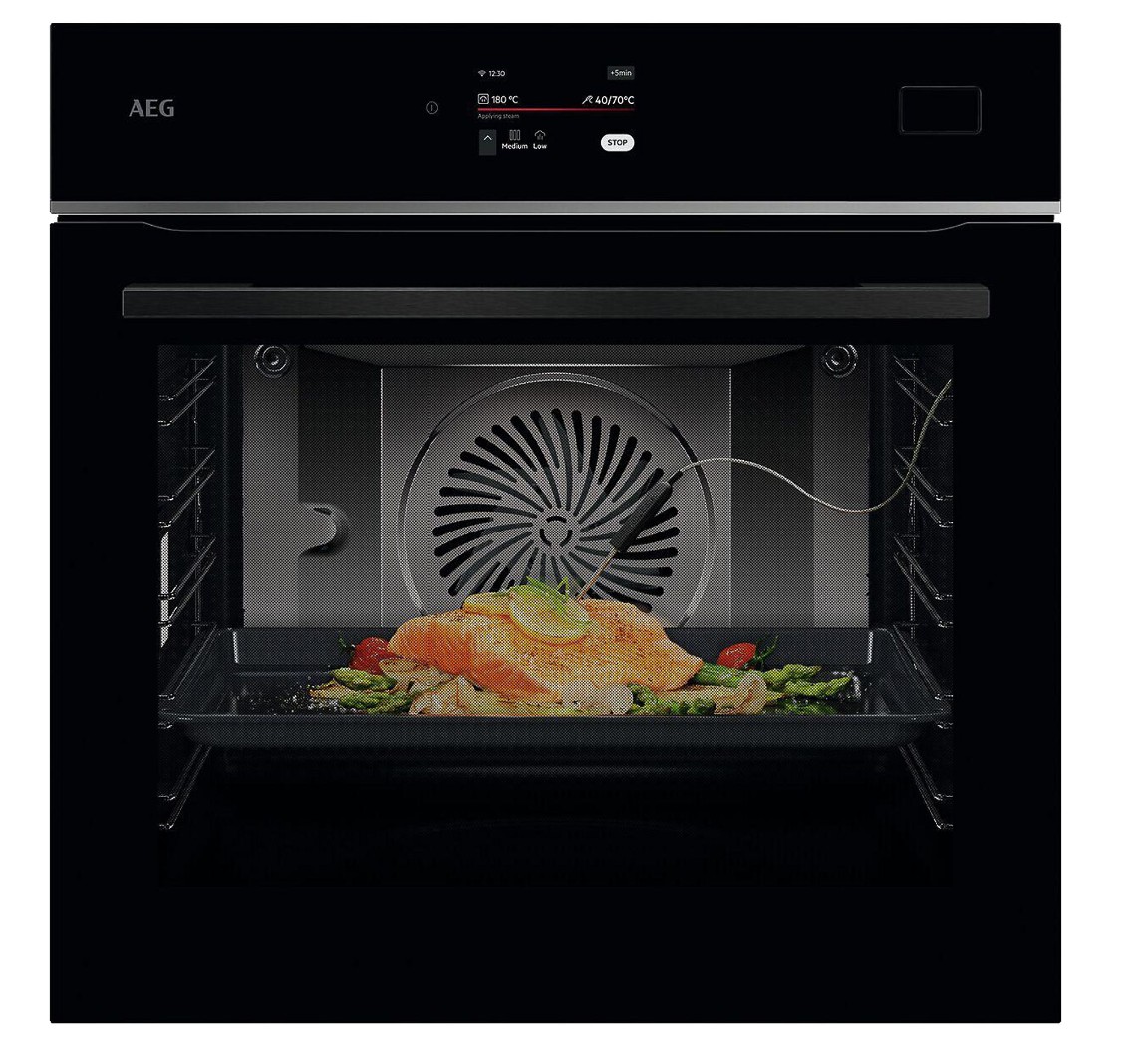 AEG Serie 8000 TB8SB73ZAB Einbaubackofen mit SteamPro 70L , Schwarz