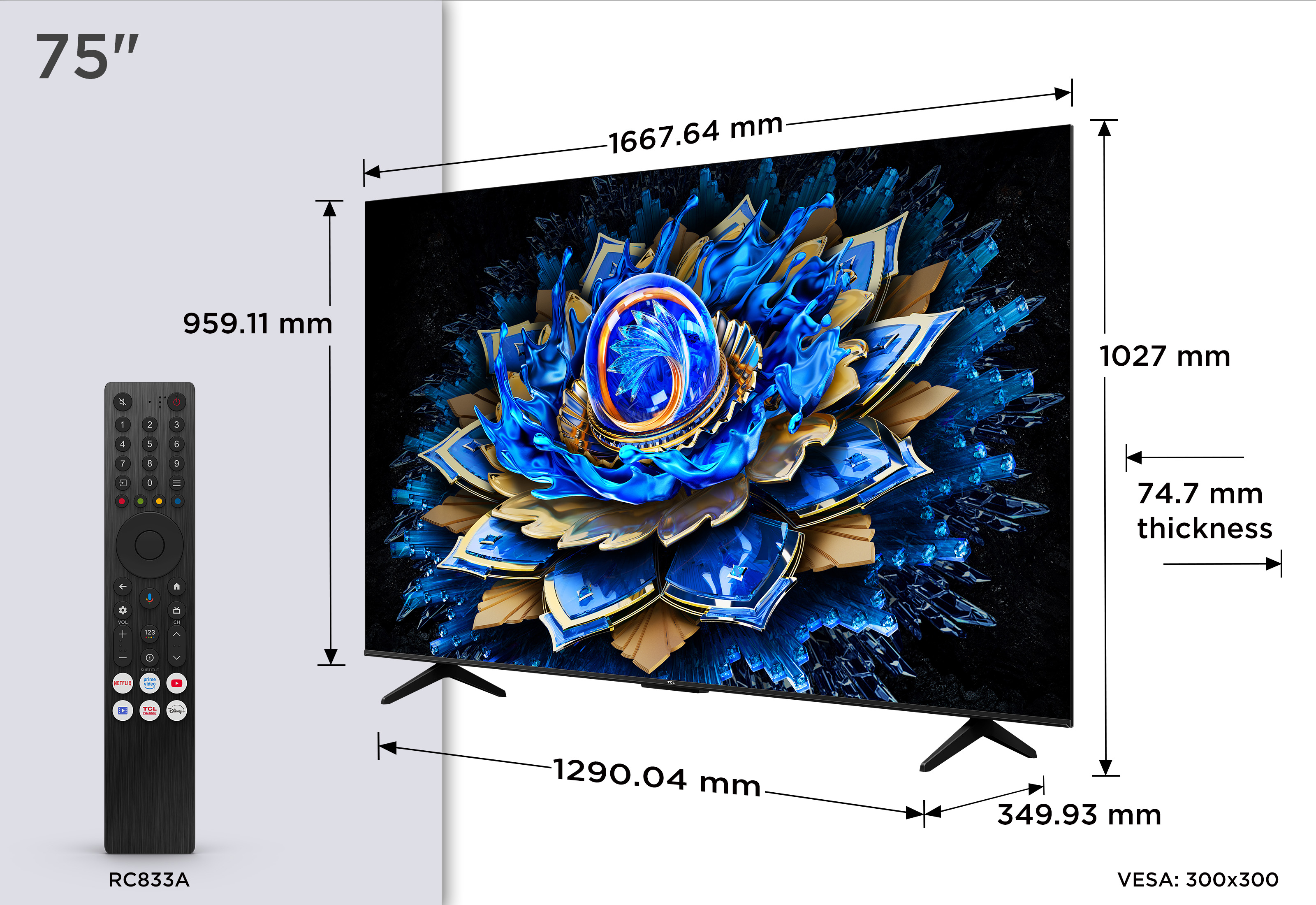 TCL 75T69C QLED 190,5 cm (75") 4K Ultra HD Smart-TV, Schwarz TCL 75T69C QLED 190,5 cm (75") 4K Ultra HD Smart-TV, Schwarz