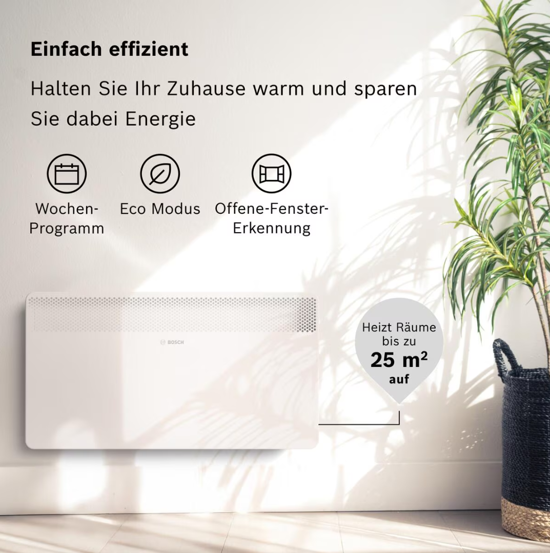 Bosch HC4000-25 Elektrischer Konvektor für Räume bis ca. 25 m² (7738345647), Weiß Bosch HC4000-25 Elektrischer Konvektor für Räume bis ca. 25 m² (7738345647), Weiß