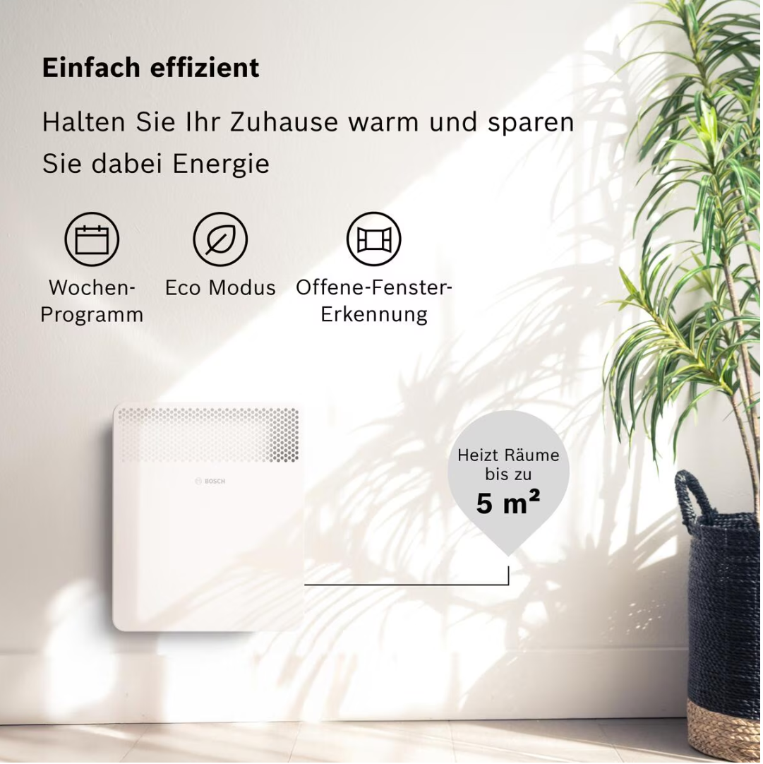 Bosch HC4000-5 Elektrischer Konvektor für Räume bis ca. 5 m² (7738345643), Weiß