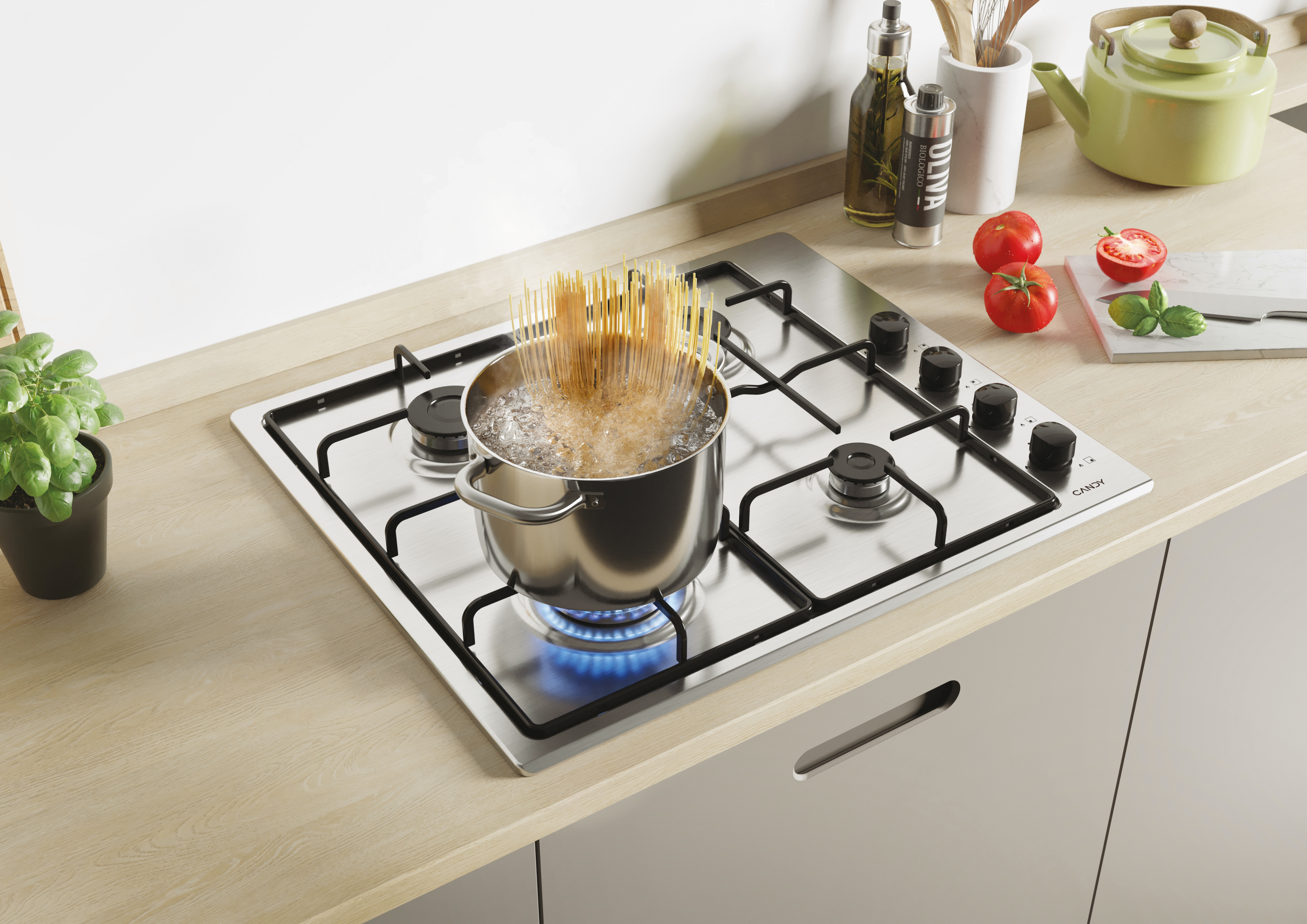 Candy Idea CHW6LBX/4U2 Gaskochfeld 60 cm, Edelstahl