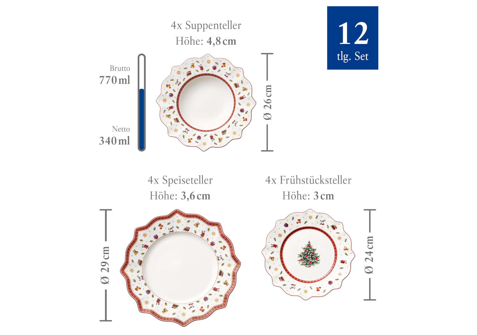 Villeroy & Boch Toy's Delight Geschirrset Weihnachten 12tlg., Porzellan Villeroy & Boch Toy's Delight Geschirrset Weihnachten 12tlg., Porzellan