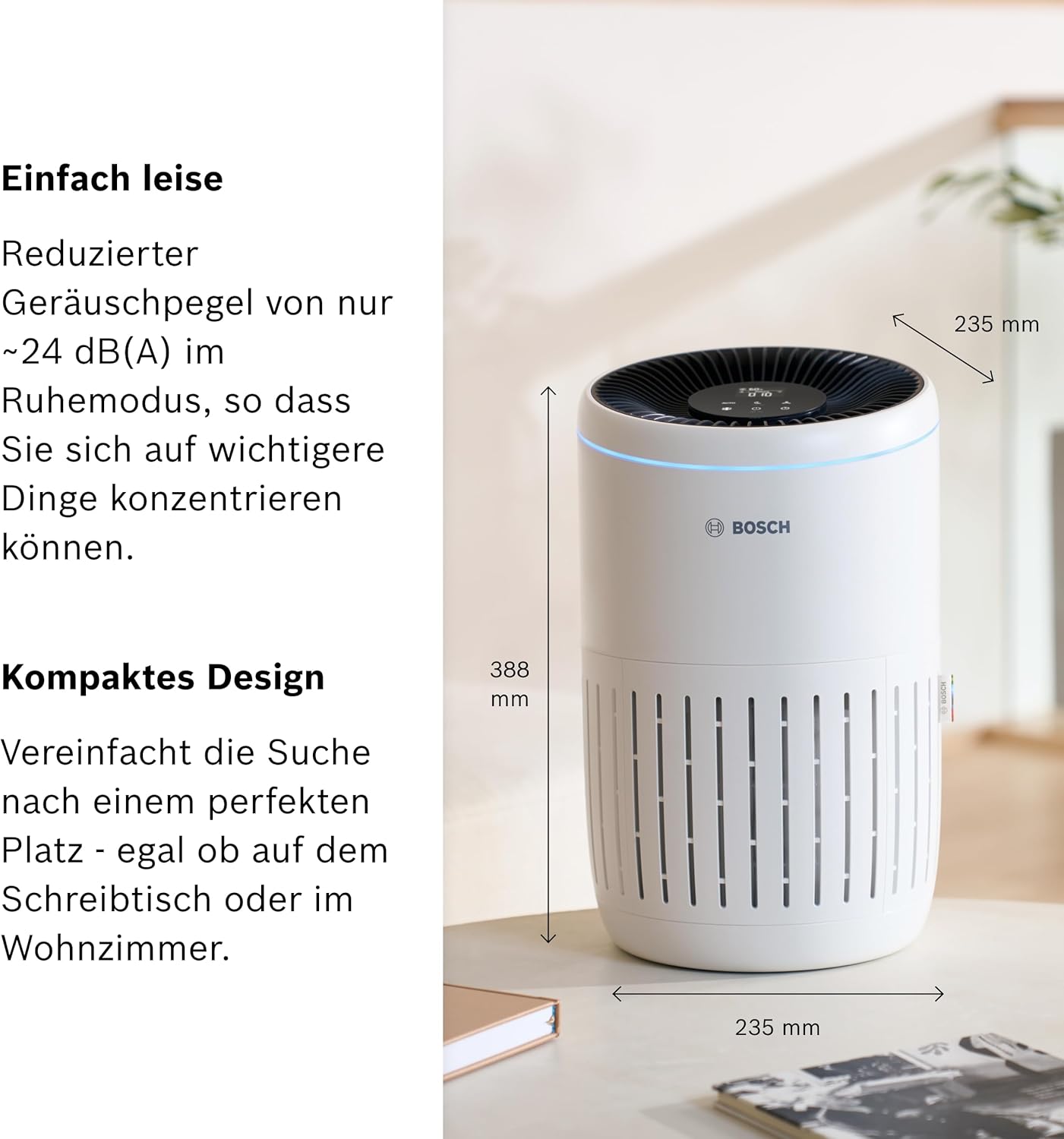 Bosch Air 2000i Luftreiniger für Räume bis zu 37,5 m² (7733703375), Weiß