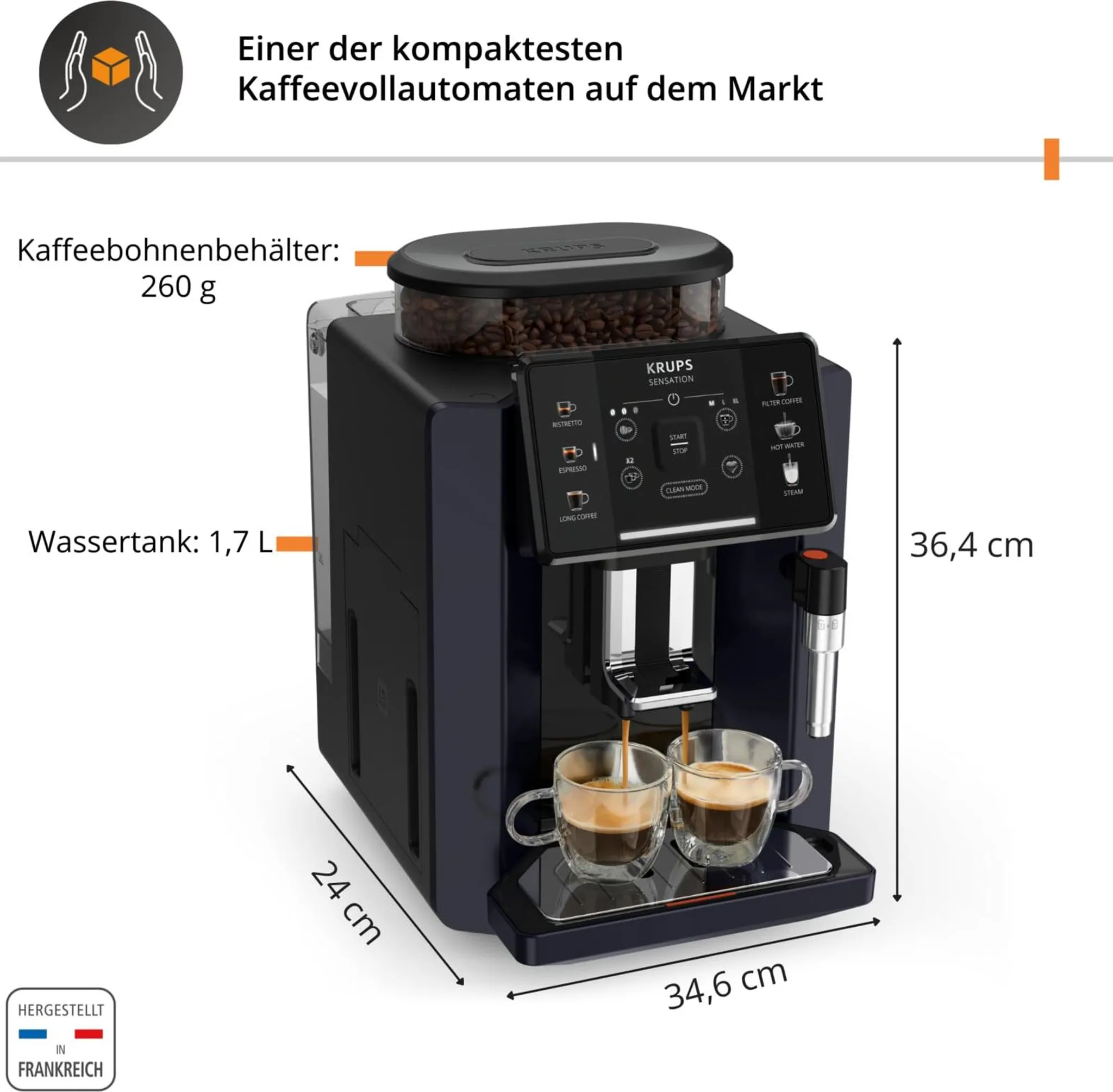 Krups Kaffeevollautomat EA 9108, schwarz, mit Milchaufschäumer - B Ware [wie neu]