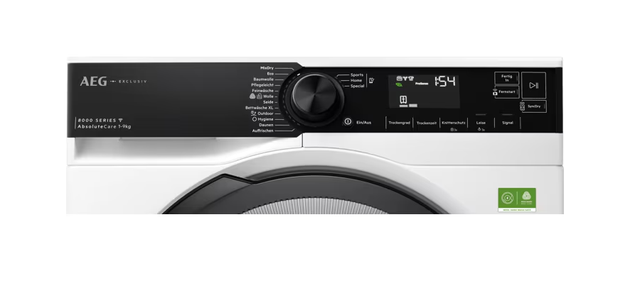 AEG Serie 8000 TR8W75799 Wärmepumpentrockner 9 kg mit AbsoluteCare®, Weiß AEG Serie 8000 TR8W75799 Wärmepumpentrockner 9 kg mit AbsoluteCare®, Weiß