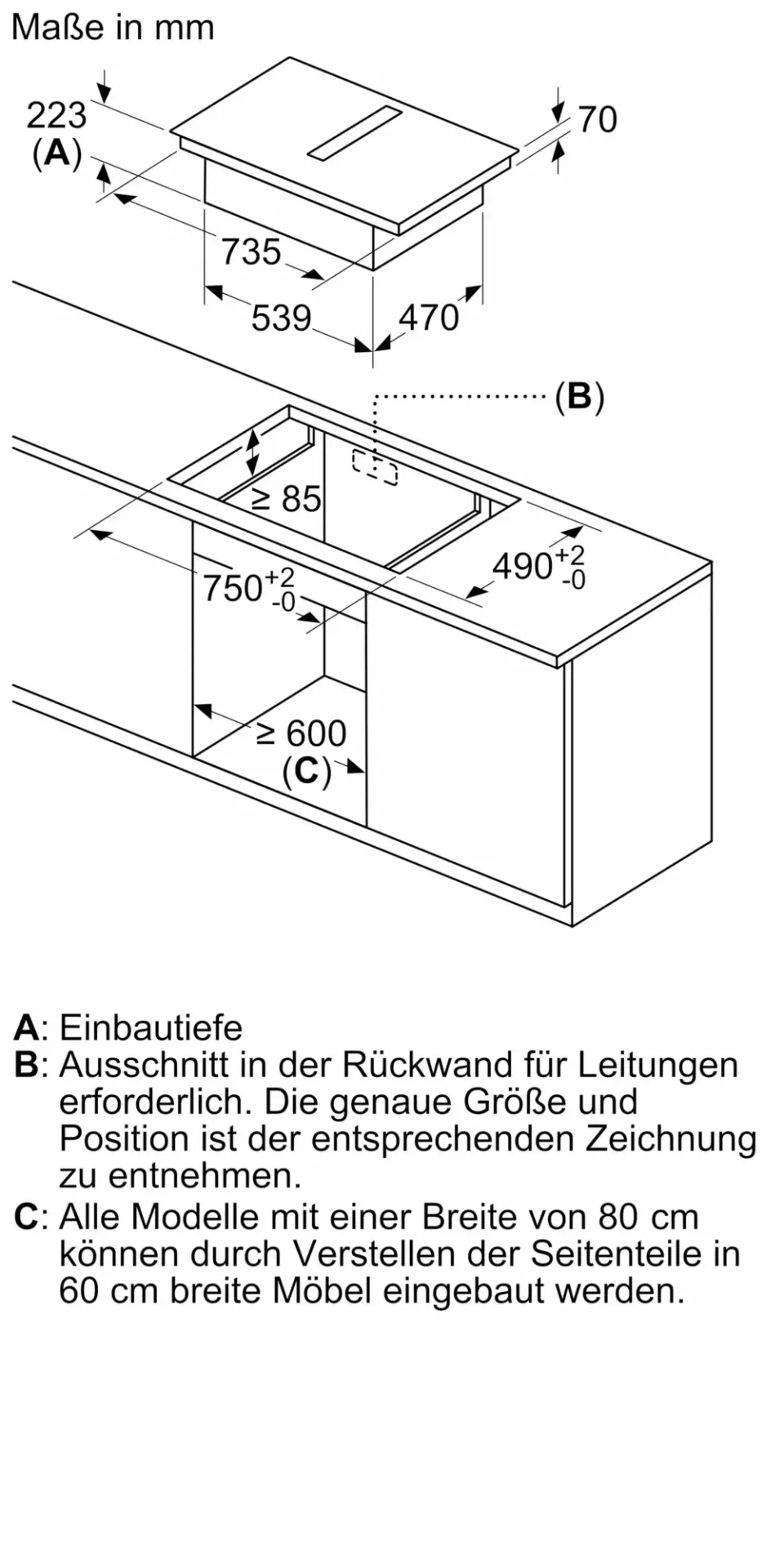 Siemens EX87BHL26E - Kochfeld mit Dunstabzug (Induktion) 80 cm Mattschwarz - B Ware [wie neu]