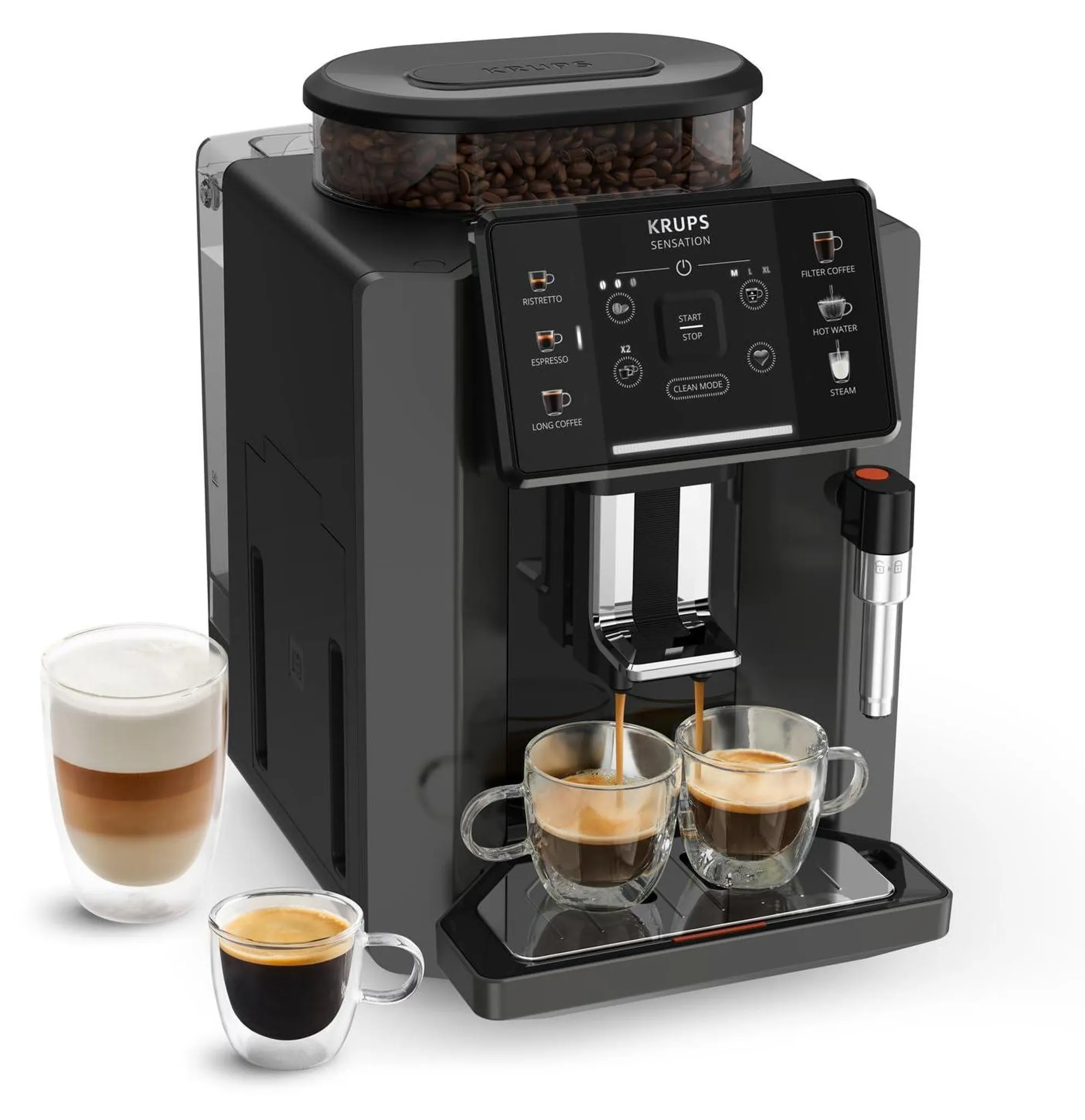 Krups Kaffeevollautomat EA 9108, schwarz, mit Milchaufschäumer - B Ware [wie neu]