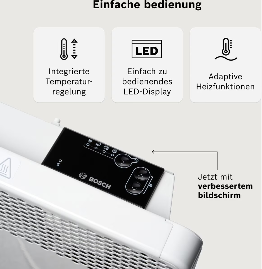 Bosch HC4000-15 Elektrischer Konvektor für Räume bis ca. 15 m² (7738345645), Weiß Bosch HC4000-15 Elektrischer Konvektor für Räume bis ca. 15 m² (7738345645), Weiß