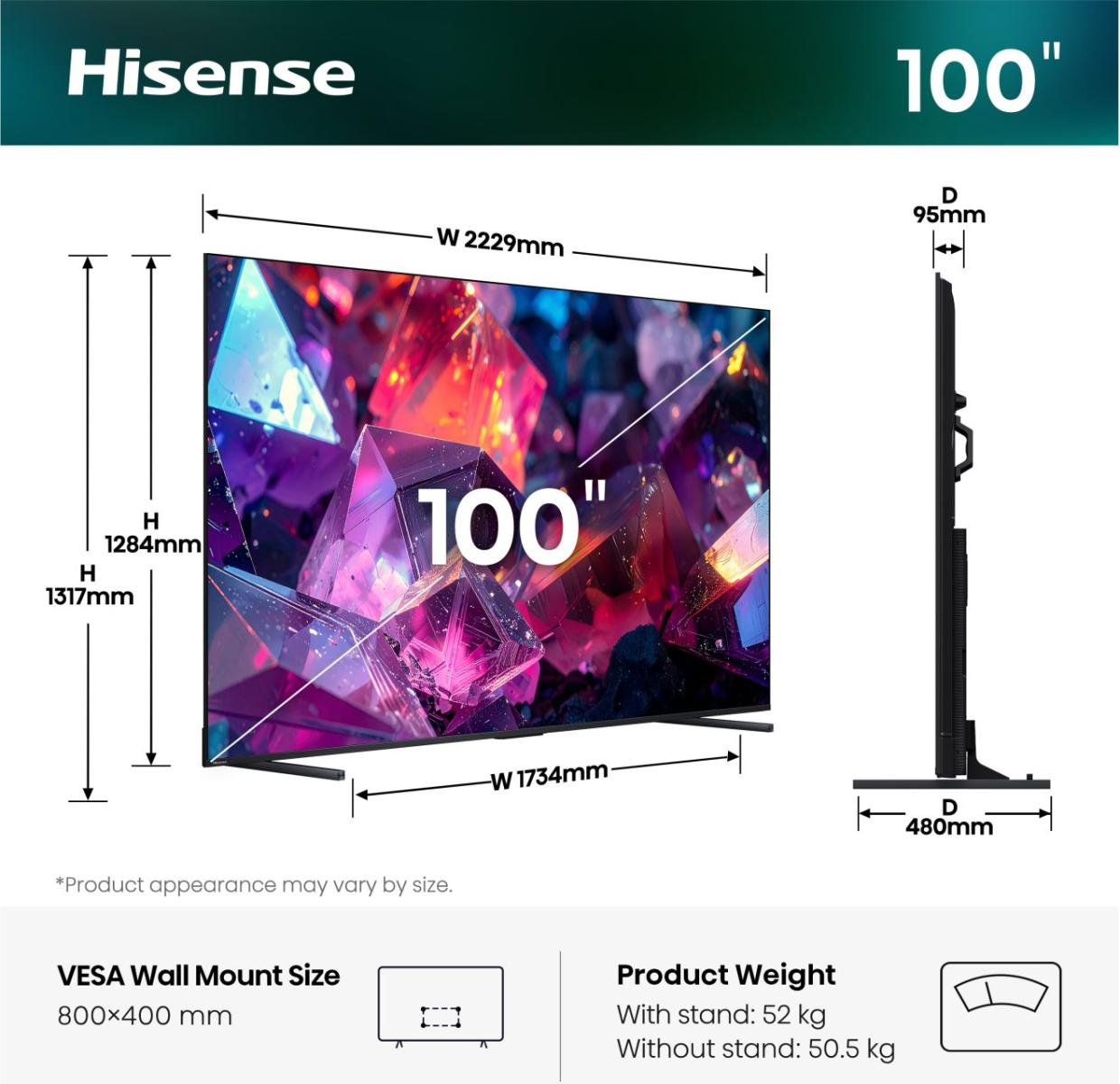 *Lieferung bis in Ihre Wohnung* Hisense E7S PRO Hi-QLED 2,53 m (100") 4K Ultra HD Smart-TV, Schwarz
