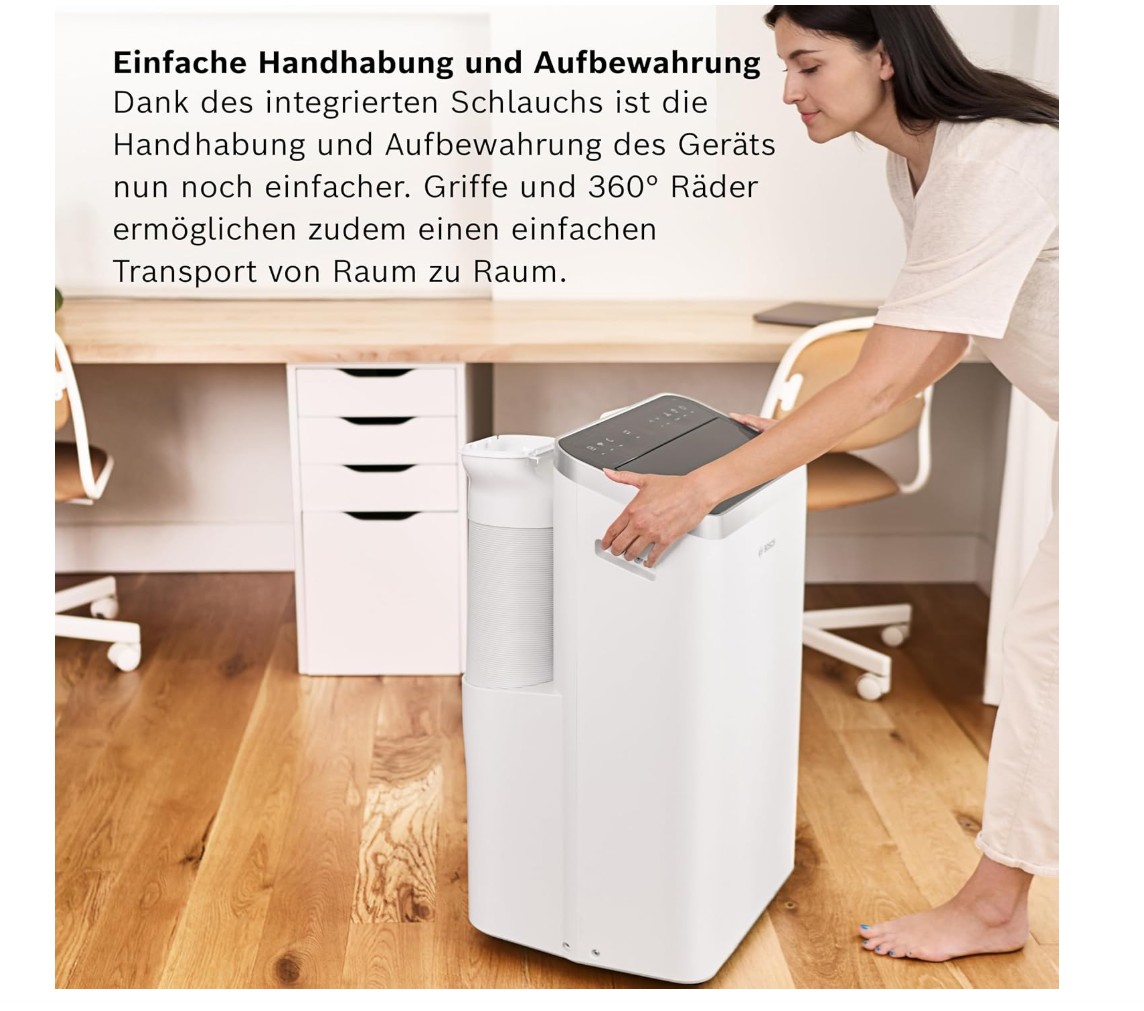 Bosch Cool 5100 Mobiles Klimagerät für Räume bis zu 46 m², 3,4 kW, Weiß Bosch Cool 5100 Mobiles Klimagerät für Räume bis zu 46 m², 3,4 kW, Weiß