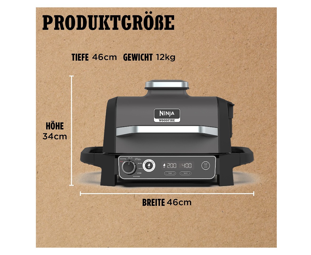 Ninja Woodfire OG701EU Elektrischer Outdoor Grill & Smoker 2400 Watt, Grau Ninja Woodfire OG701EU Elektrischer Outdoor Grill & Smoker 2400 Watt, Grau